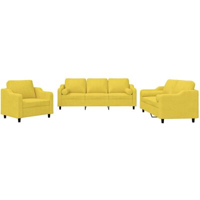 Vidaxl - Juego de Sofás 3 Piezas Tela Amarillo - Muebles de Salón Vidaxl - Juego de Sofás 3 Piezas Tela Amarillo - Muebles de Salón