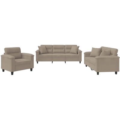 Conjunto de 3 Sofás - Microfibra Taupe - Duradero y Moderno Conjunto de 3 Sofás - Microfibra Taupe - Duradero y Moderno