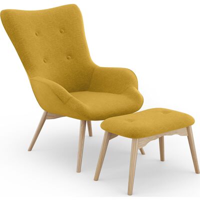 Privatefloor - Sillón Con Reposapiés - Tapizado En Lino - Huda Privatefloor - Sillón Con Reposapiés - Tapizado En Lino - Huda