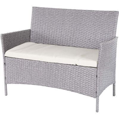 Décoshop26 MDJ04139 - Banco de jardín en polirratán gris con cojín Décoshop26 MDJ04139 - Banco de jardín en polirratán gris con cojín