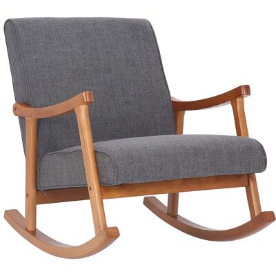 DÉCOSHOP26 Illa Mecedora Estilo Rocking Chair De Tela Gris Claro Y Pata De Madera Fab1006 DÉCOSHOP26 Illa Mecedora Estilo Rocking Chair De Tela Gris Claro Y Pata De Madera Fab1006