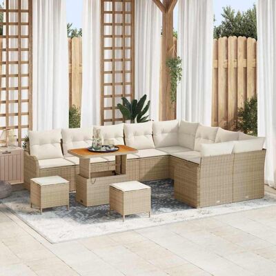 Vidaxl Conjunto De Sofá De Jardín Con Cojín 12 Pcs Beige Y Crema Vidaxl Conjunto De Sofá De Jardín Con Cojín 12 Pcs Beige Y Crema