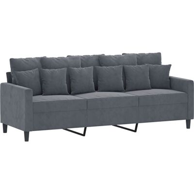 Sofá de Terciopelo Gris Oscuro de 3 Plazas - Vidaxl Sofá de Terciopelo Gris Oscuro de 3 Plazas - Vidaxl