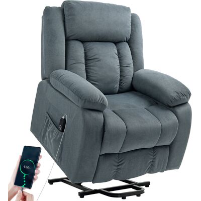 Homcom Sillón Relax Reclinable Eléctrico Levanta Personas, Con Puerto Usb, Control Remoto, Asiento Ancho, Reposapiés, Bolsillos Laterales, Gris Homcom Sillón Relax Reclinable Eléctrico Levanta Personas, Con Puerto Usb, Control Remoto, Asiento Ancho, Reposapiés, Bolsillos Laterales, Gris