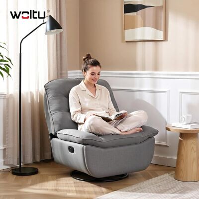 Woltu Sillón Reclinable Giratorio Manual, Cómodo Sofá Para Estudio O Sala De Estar, Con Reposapiés Plegable Y Almacenamiento Lateral, Ideal Para Relajarse, Gris Oscuro Woltu Sillón Reclinable Giratorio Manual, Cómodo Sofá Para Estudio O Sala De Estar, Con Reposapiés Plegable Y Almacenamiento Lateral, Ideal Para Relajarse, Gris Oscuro