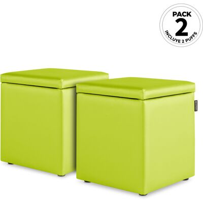 HAPPERS Puff Cubo Arcón Polipiel Verde Pack 2 Unidades Verde HAPPERS Puff Cubo Arcón Polipiel Verde Pack 2 Unidades Verde