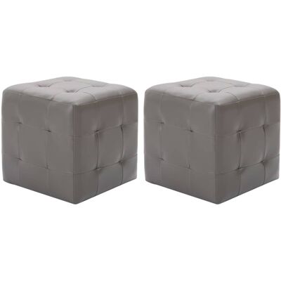 DÉCOSHOP26 Juego De 2 Taburetes Puf Reposapiés 30 X 30 X 30 Cm En Pvc Acolchado Gris Dec032756 DÉCOSHOP26 Juego De 2 Taburetes Puf Reposapiés 30 X 30 X 30 Cm En Pvc Acolchado Gris Dec032756