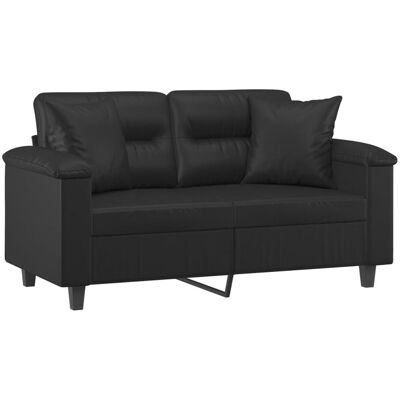 Sofá De 2 Plazas Con Cojines Cuero Sintético Negro 120 Cm Vidaxl Sofá De 2 Plazas Con Cojines Cuero Sintético Negro 120 Cm Vidaxl