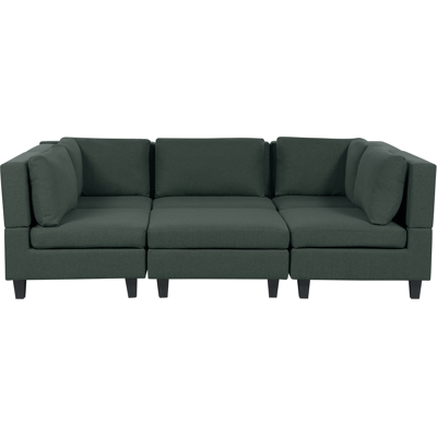BELIANI Sofá Modular Moderno 5 Plazas Tapizado Tela Poliéster Respaldo Acolchado Con Otomana Forma De U Verde Oscuro Unstad BELIANI Sofá Modular Moderno 5 Plazas Tapizado Tela Poliéster Respaldo Acolchado Con Otomana Forma De U Verde Oscuro Unstad