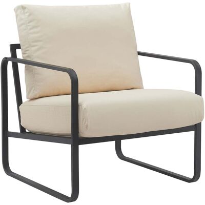 Décoshop26 - Sillón De Salón De Diseño Retro Chic En Pvc Color Crema Y Estructura De Metal Negro Mate 100002813 Décoshop26 - Sillón De Salón De Diseño Retro Chic En Pvc Color Crema Y Estructura De Metal Negro Mate 100002813