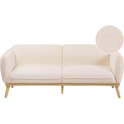 BELIANI Sofá 3 Plazas De Bouclé Estilo Escandinavo Con Patas Cónicas De Madera Tapizado Beige Claro Ljung BELIANI Sofá 3 Plazas De Bouclé Estilo Escandinavo Con Patas Cónicas De Madera Tapizado Beige Claro Ljung
