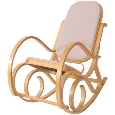 HHG Mecedora M41, Sillón Giratorio Sillón Tv, Madera Maciza, Aspecto Roble, Tela/textil Beige HHG Mecedora M41, Sillón Giratorio Sillón Tv, Madera Maciza, Aspecto Roble, Tela/textil Beige