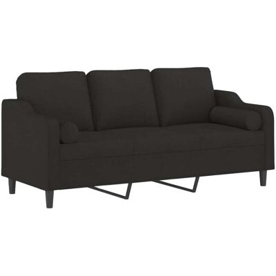Sofá de tela negro de 3 plazas con cojines vidaXL - Sofá Sofá de tela negro de 3 plazas con cojines vidaXL - Sofá