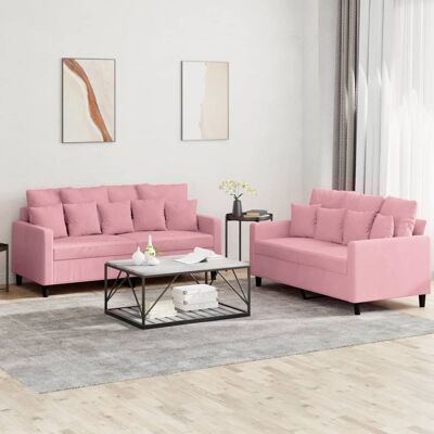 vidaXL Juego de Sofás Rosa Terciopelo 2 Piezas - Relax y Lectura vidaXL Juego de Sofás Rosa Terciopelo 2 Piezas - Relax y Lectura