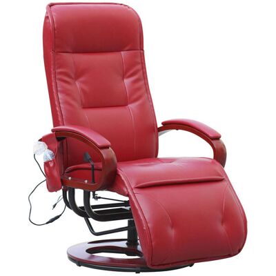 DÉCOSHOP26 Sillón Reclinable Y Giratorio Con Reposapiés 8 Puntos De Masaje Piel Roja 040011489 DÉCOSHOP26 Sillón Reclinable Y Giratorio Con Reposapiés 8 Puntos De Masaje Piel Roja 040011489