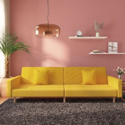 VIDAXL Sofá cama - Amarillo - 2 en 1, 220x84.5 cm VIDAXL Sofá cama - Amarillo - 2 en 1, 220x84.5 cm