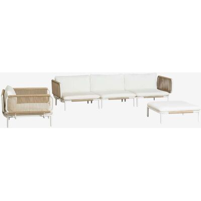Conjunto De Jardín Con Sofá Modular De 3 Piezas Con 2 Módulos Esquineros, Puff Y Sillón En Acero Roubly Sklum Conjunto De Jardín Con Sofá Modular De 3 Piezas Con 2 Módulos Esquineros, Puff Y Sillón En Acero Roubly Sklum