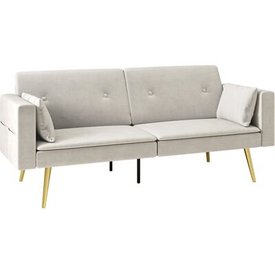 JHY DESIGN Sofá Cama De 2 Plazas, Respaldo Ajustable, Cojines Suaves, Funda Aterciopelada, Para Salón O Habitación De Invitados, Color Beige. JHY DESIGN Sofá Cama De 2 Plazas, Respaldo Ajustable, Cojines Suaves, Funda Aterciopelada, Para Salón O Habitación De Invitados, Color Beige.