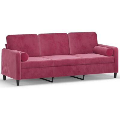 MAISONCHIC Modelo Sofá de 3 Plazas Terciopelo Rojo Vino - Sofás MAISONCHIC Modelo Sofá de 3 Plazas Terciopelo Rojo Vino - Sofás