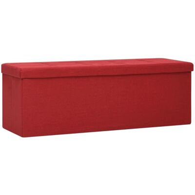 vidaXL Banco Plegable de Almacenamiento - Lino Sintético Rojo - Banco de almacenamiento vidaXL Banco Plegable de Almacenamiento - Lino Sintético Rojo - Banco de almacenamiento