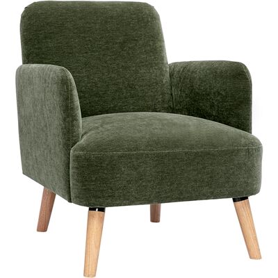 MILIBOO Sillón Escandinavo En Tela Efecto Terciopelo Verde Caqui Y Madera Clara Isko MILIBOO Sillón Escandinavo En Tela Efecto Terciopelo Verde Caqui Y Madera Clara Isko