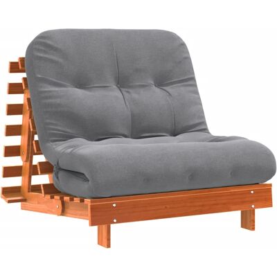 VADAXL Vidaxl Futón Sofá Cama Con Colchón Madera Maciza Marrón 90x206x11 Cm VADAXL Vidaxl Futón Sofá Cama Con Colchón Madera Maciza Marrón 90x206x11 Cm