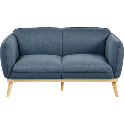 BELIANI Sofá 2 Plazas Estilo Escandinavo Con Patas Cónicas De Madera Tapizado Fácil De Limpiar Azul Ljung BELIANI Sofá 2 Plazas Estilo Escandinavo Con Patas Cónicas De Madera Tapizado Fácil De Limpiar Azul Ljung