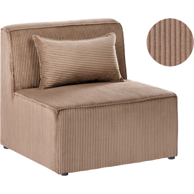 BELIANI Sillón Modular De Pana Asiento 1 Plaza Moderno Sala De Estar Beige Arena Lemvig BELIANI Sillón Modular De Pana Asiento 1 Plaza Moderno Sala De Estar Beige Arena Lemvig