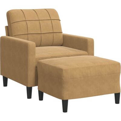 Vidaxl Sillón con Taburete - Terciopelo Marrón - 60 cm Vidaxl Sillón con Taburete - Terciopelo Marrón - 60 cm