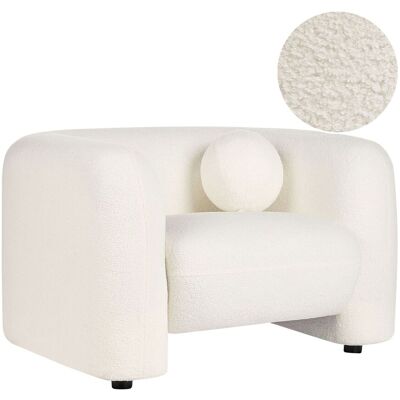 Sillón Beliani Blanco Bouclé - Estilo Glamour Sillón Beliani Blanco Bouclé - Estilo Glamour
