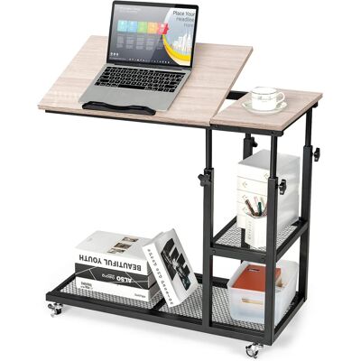 Costway Mesita Lateral Móvil Con Forma De C Con Repisas, Mesita Regulable Para Ordenador Con Superficie Inclinable 0° A 32,5°, Mesita Portátil De Sofá Salón Dormitorio, 80x40x64-95 Cm (natural) Costway Mesita Lateral Móvil Con Forma De C Con Repisas, Mesita Regulable Para Ordenador Con Superficie Inclinable 0° A 32,5°, Mesita Portátil De Sofá Salón Dormitorio, 80x40x64-95 Cm (natural)