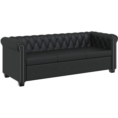 Gbly Chesterfield-sofa 3-sitzer Kunstleder Schwarz Gbly Chesterfield-sofa 3-sitzer Kunstleder Schwarz