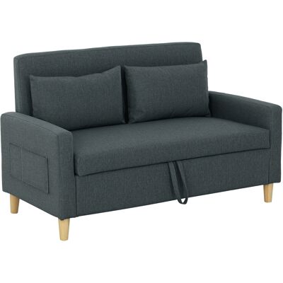 Homcom Sofá De 2 Plazas Tapizado En Lino Sintético Con 2 Almohadas Espacio De Almacenamiento Y Patas De Madera Carga 240 Kg 135x71x84 Cm Gris Oscuro Homcom Sofá De 2 Plazas Tapizado En Lino Sintético Con 2 Almohadas Espacio De Almacenamiento Y Patas De Madera Carga 240 Kg 135x71x84 Cm Gris Oscuro
