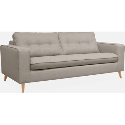 sweeek Sofá cama 3 plazas beige / lino con colchón de 12cm de grosor - fabricado en Francia sweeek Sofá cama 3 plazas beige / lino con colchón de 12cm de grosor - fabricado en Francia