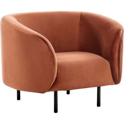 BELIANI Sillón Curvo Moderno Art Deco Patas Negras Terciopelo Naranja Loen BELIANI Sillón Curvo Moderno Art Deco Patas Negras Terciopelo Naranja Loen