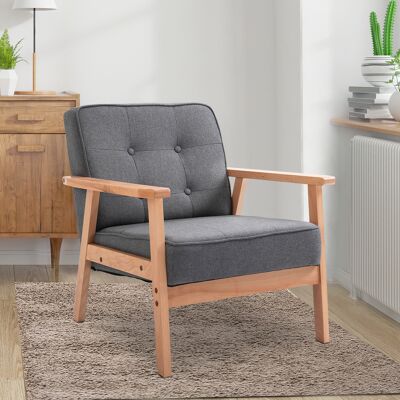 PZCC Sillón Vintage De Estilo Escandinavo, Suave Y Acolchado, Con Capitoné Y Ribete En Los Bordes Del Cojín. Madera De Caucho, Lino Gris. Peso Máximo: 120 Kg. 64,5 X 70 X 74 Cm. PZCC Sillón Vintage De Estilo Escandinavo, Suave Y Acolchado, Con Capitoné Y Ribete En Los Bordes Del Cojín. Madera De Caucho, Lino Gris. Peso Máximo: 120 Kg. 64,5 X 70 X 74 Cm.