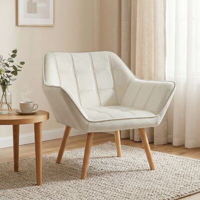 OEM Butaca De Salón Moderna Tapizado En Terciopelo Con Patas De Madera Sillón Relax Para Sala De Estar Crema OEM Butaca De Salón Moderna Tapizado En Terciopelo Con Patas De Madera Sillón Relax Para Sala De Estar Crema