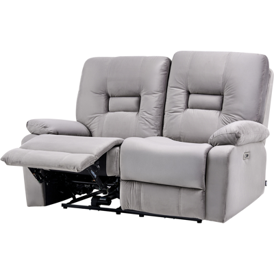 BELIANI Sofá Reclinable Moderno Tapizado De Terciopelo Eléctrico De Dos Plazas Gris Bergen BELIANI Sofá Reclinable Moderno Tapizado De Terciopelo Eléctrico De Dos Plazas Gris Bergen