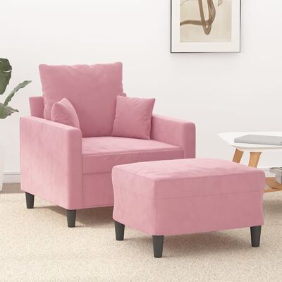 Sillón Con Taburete Terciopelo Rosa 60 Cm Vidaxl Sillón Con Taburete Terciopelo Rosa 60 Cm Vidaxl