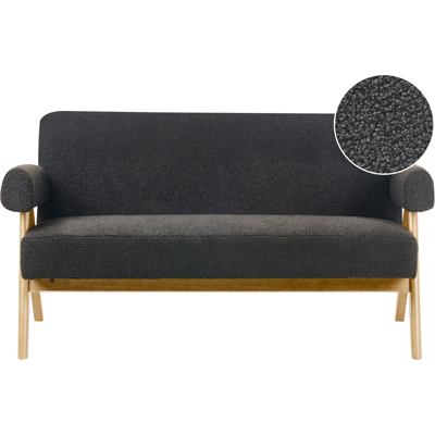 Beliani - Sofá 2 Plazas Retro Salón Tapizado De Bouclé Patas De Madera Negro Y Marrón Claro Tamre Beliani - Sofá 2 Plazas Retro Salón Tapizado De Bouclé Patas De Madera Negro Y Marrón Claro Tamre