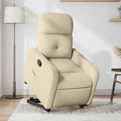 vidaxl Sillón reclinable elevable de tela crema - Sillón relax vidaxl Sillón reclinable elevable de tela crema - Sillón relax