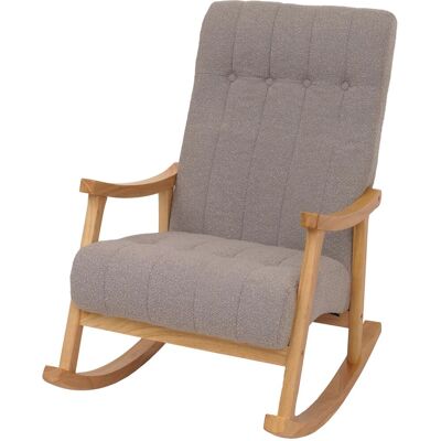 DÉCOSHOP26 Illa Mecedora De Diseño Con Reposabrazos Asiento Ancho En Tela Bouclé Beige Estructura De Madera Maciza Natural 04000980 DÉCOSHOP26 Illa Mecedora De Diseño Con Reposabrazos Asiento Ancho En Tela Bouclé Beige Estructura De Madera Maciza Natural 04000980
