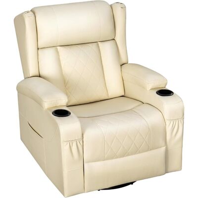 Woltu Sillón Reclinable Ajustable Con Reposapiés Para Sala De Estar Y Dormitorio, Giro De 360° Con Función De Balanceo, Bolsillos Y Portavasos, Poliuretano, Beige Woltu Sillón Reclinable Ajustable Con Reposapiés Para Sala De Estar Y Dormitorio, Giro De 360° Con Función De Balanceo, Bolsillos Y Portavasos, Poliuretano, Beige