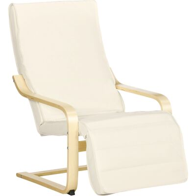 JHY DESIGN Sillón Reclinable Con Reposapiés Y Reposacabezas Ajustables (5 Posiciones), Madera De Abedul Y Tela, 66,5 X 94 X 100 Cm, Color Crema. JHY DESIGN Sillón Reclinable Con Reposapiés Y Reposacabezas Ajustables (5 Posiciones), Madera De Abedul Y Tela, 66,5 X 94 X 100 Cm, Color Crema.