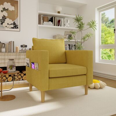 HAUSS SPOLE Sillón De Lectura Escandinavo De 71x68x82 Cm Con Bolsillo Lateral, Chenilla Verde HAUSS SPOLE Sillón De Lectura Escandinavo De 71x68x82 Cm Con Bolsillo Lateral, Chenilla Verde