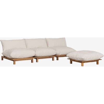 Sofá Modular Reclinable De 3 Piezas Con Puff En Madera De Acacia Brina Sklum Sofá Modular Reclinable De 3 Piezas Con Puff En Madera De Acacia Brina Sklum