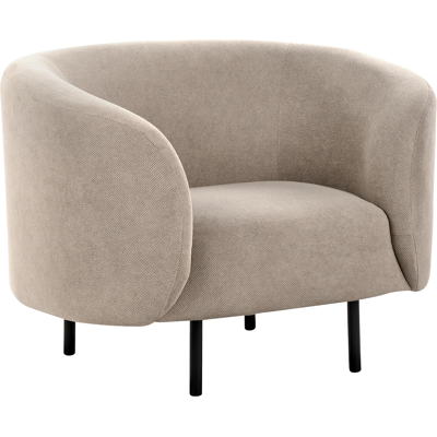 BELIANI Sillón Curvo Moderno Art Deco Patas Negras Tela Poliéster Gris Pardo Loen BELIANI Sillón Curvo Moderno Art Deco Patas Negras Tela Poliéster Gris Pardo Loen