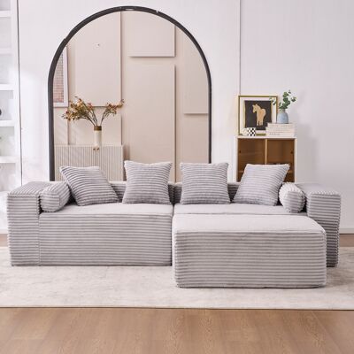 KELLANY Sección Modular Con Silla Lounge En Forma De L, Sofá Nubes, Sofá De Cojín Suave Para Sala De Estar, Dormitorio - Sin Instalación Requerida - Tela De Chenilla (gris) KELLANY Sección Modular Con Silla Lounge En Forma De L, Sofá Nubes, Sofá De Cojín Suave Para Sala De Estar, Dormitorio - Sin Instalación Requerida - Tela De Chenilla (gris)