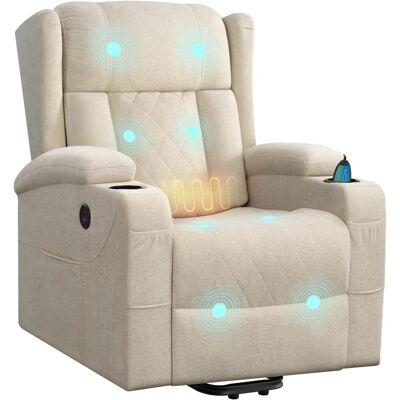 Woltu Sillón Reclinable Eléctrico Con Masaje, Tejido De Rizo, Con Elevador, Calefacción, Reposapiés, Bolsillos Laterales, Puerto Usb Y Portavasos, Beige Woltu Sillón Reclinable Eléctrico Con Masaje, Tejido De Rizo, Con Elevador, Calefacción, Reposapiés, Bolsillos Laterales, Puerto Usb Y Portavasos, Beige