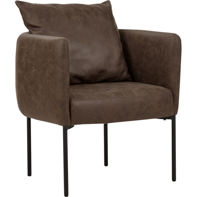 BELIANI Sillón Elegante Con Cojín Patas De Hierro Negras Estilo Retro Piel Sintética Marrón Oscuro Malmos BELIANI Sillón Elegante Con Cojín Patas De Hierro Negras Estilo Retro Piel Sintética Marrón Oscuro Malmos
